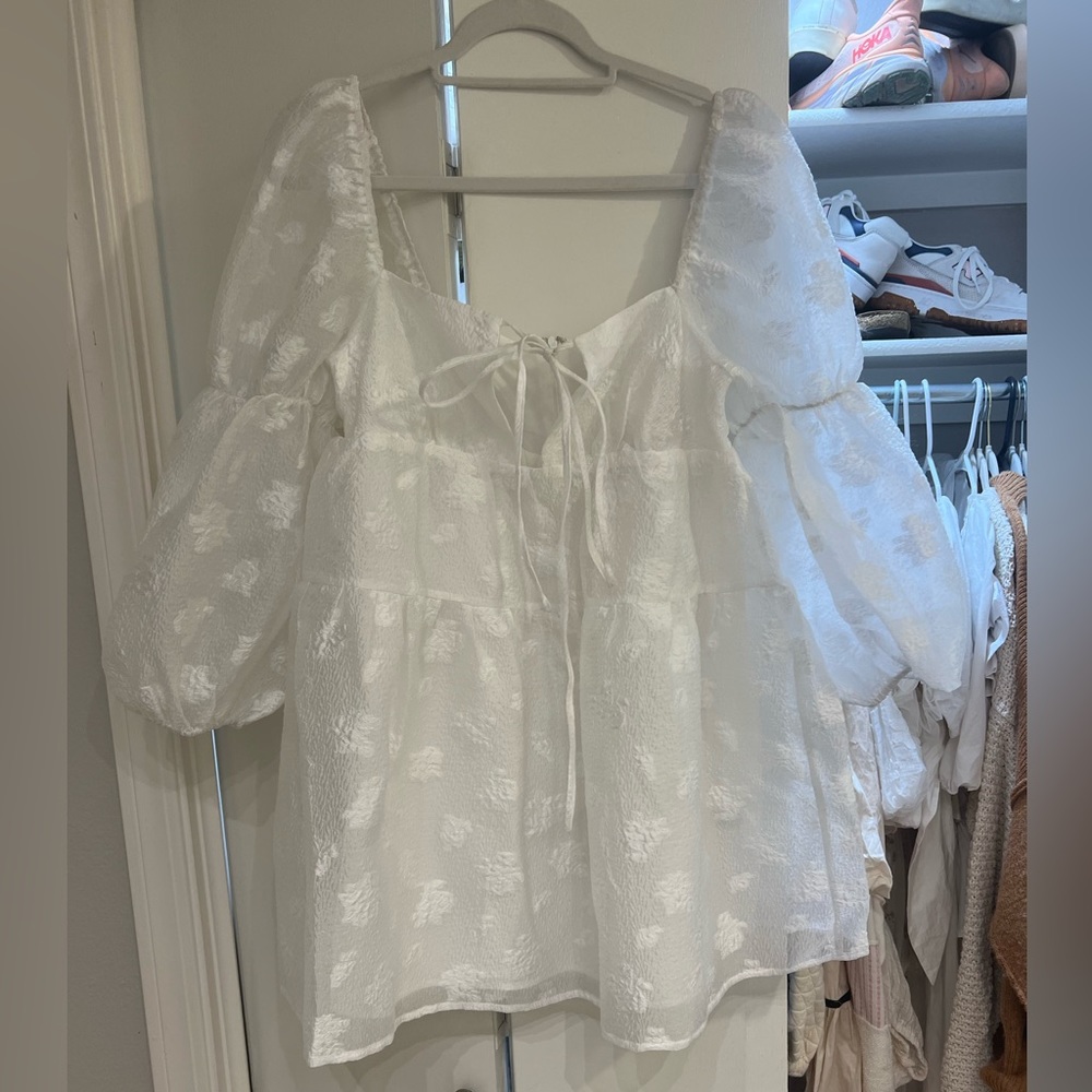 White Puff Sleeve Mini Dress, Size Small, Brand: Storia